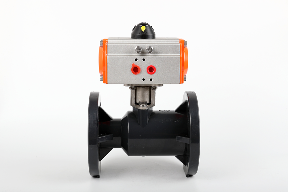 二道气动法兰一体球阀